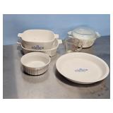 CORNINGWARE CASSEROLE DISHES, PYREX MEASURE CUP