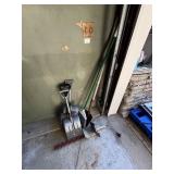 Shovels, broom and edger