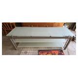 Metal framed coffee/tv stand w frosted glass