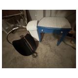 Childs desk and fireplace tools