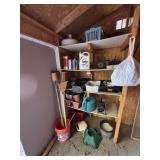 Shelf and contents - Yard chemicals, flower pots