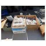 Blankets, pricing guns, shop rags and garden mat