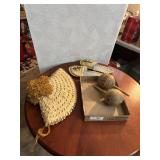 South American Straw hat, shoes & rattle toy