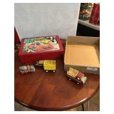 Empty hotwheel box, Tonka truck & cars