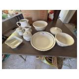 Longaberger pottery, salt/pepper, & mixing bowls
