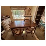 Walnut kitchen table with 4 chairs and wood bench