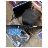 Ruku speaker, HP printer, Sound bar, computer scrn