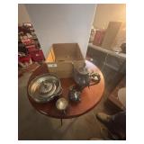 Sterling plate tea pot, butter dish, sugar & cream