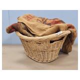 WICKER LAUNDRY BASKET & BURLAP SACKS