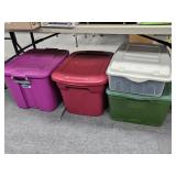 4 PLASTIC TOTES WITH LIDS