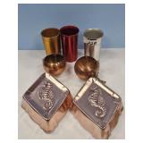 3 ALUM. TUMBLERS & COPPER MOLDS
