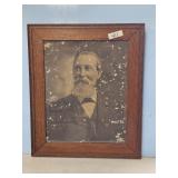 OAK FRAME PICTURE HAS SOME DAMAGE