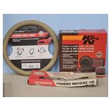 NEW STEERING WHEEL COVER, NIB HI FLO AIR FILTER?