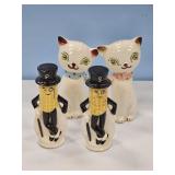 PAIR CAT SALT & PEP. & PLANTER PEANUT SALT & PEP.