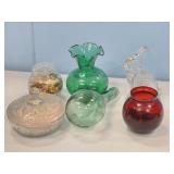 EARLY RABBIT CANDY CONTAINER, POWDER DISH, & OTHER