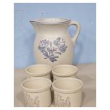 PFALTZGRAFF PITCHER & 4 SMALL CROCK TYPE