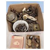 MINERS LAMP, OLD DOOR KNOBS, MISC ITEMS