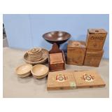 WOODEN SALAD BOWLS, WOOD CANISTER SET