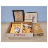 CHARLOTTE BECKER FRAMED ART, EARLY BD CARDS