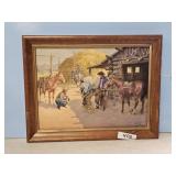 COWBOY SHOEING HIS HORSE PICTURE