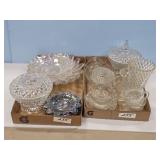 IRIDESCENT CARNIVAL GLASS PETAL DESSERT DISHES &