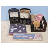 2 VOM BOXES, MISC. ITEMS, AMERICAN FLAG