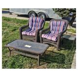 4 PC. MODERN WICKER SET W/CUSHIONS