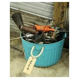 TUB WITH GREASE GUNS-1 IS AIR & OIL DRAIN PAN &