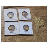 2-10K GOLD $5 INDIANA HEAD & 2- 5K GOLD $5