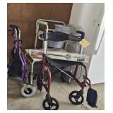 WHEEL CHAIR, WALKER, BEDSIDE POT, SHOWER BENCH