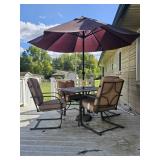 PATIO TABLE W/4 CHAIRS & UMBRELLA- NICE  SET