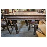 OAK TABLE W6 LEAVES & 4 CHAIRS