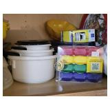 LIGHT BULBS, PLASTIC KITCHEN CONTAINERS