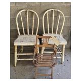 PAIR OF BENT WOOD PLANK SEAT BOTTOM CHAIRS