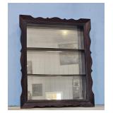 DARK WOOD DISPLAY SHELF WITH MIRROR