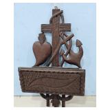 ORNATE CARVED WALNUT COMB HOLDER