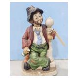 LAMPOST WILLIE HOBO CLOWN PORCELAIN STATUE