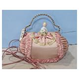 PINK SATIN HEADBOARD LAMP W/HALF PORCELAIN DOLL