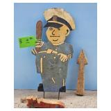 EALRY WOODEN PAINTED POLICEMAN & WOODEN