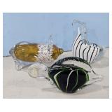 GLASS BLOWN ANIMIAL FIGURINES-ONE IS MARKED