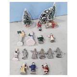 PEWTER? & PLASTIC CHRISTMAS-WINTER FIGURINES