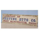 EARLY CAR MAGENET SIGN FROM GEETING AUTO