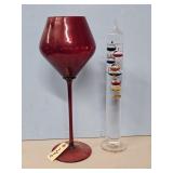 LONG STEM RED GLASS & BAROMETER