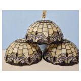 3 LEADED GLASS LAMP SHADES