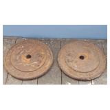 PAIR OF STEEL LIFTING WEIGHTS-EATON HIGH