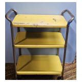 YELLOW ENAMEL ROLL AROUND CART