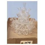 VINTAGE CLEAR GLASS BUD VASES ATTACHED