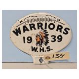 WARRIORS 1939 W.H.S.LIC. PLATE TOPPER