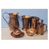 COPPER PITCHER & SMALL BOWLS