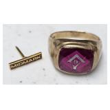 10K MASONIC RING & 10K MIDMARK PIN